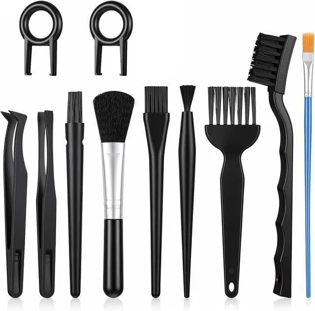 Main image of 11 Pcs Mini Keyboard Cleaning Brushes Kit, Mini Anti Static Brush with Keycap Puller Tweezers, Dust Cleaning Brushes for Electronic Devices Computer Motherboard Fans Camera Small Space