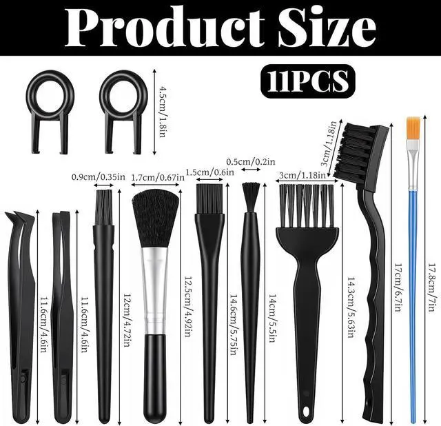 Alt view image 2 of 7 - 11 Pcs Mini Keyboard Cleaning Brushes Kit, Mini Anti Static Brush with Keycap Puller Tweezers, Dust Cleaning Brushes for Electronic Devices Computer Motherboard Fans Camera Small Space