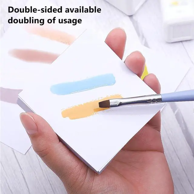 Alt view image 4 of 5 - 50 Sheets Disposable Nail Art Palette Papers,Portable Waterproof Double Side Gel Nail Polish Artist Pallet Paper for Acrylic Paint Makeup Color Mixing Craft DIY Art Painting.2.9x2.9 Inch
