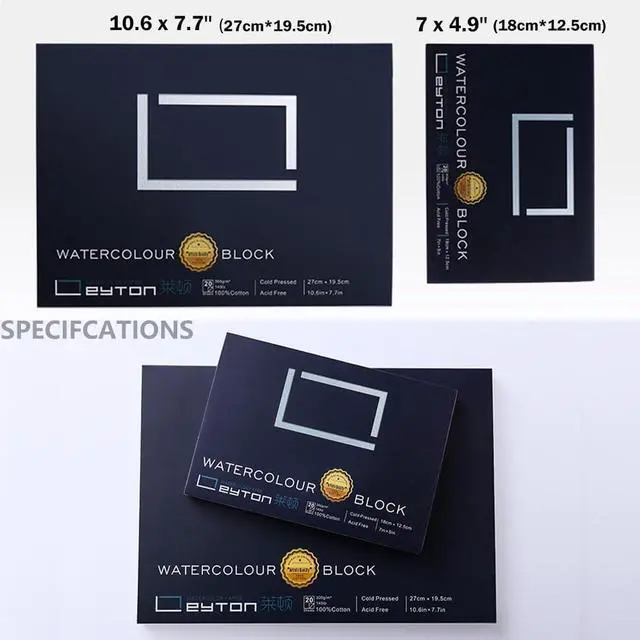 Alt view image 2 of 7 - Non-Warping 100% Cotton Watercolor Paper Block - 20 Sheets of 160lb/350gsm Cold Press Water Color Art Supplies for Wet, Dry, and Mixed Media Painting, for Watercolor, Gouache, Acrylic (7 x 5'')