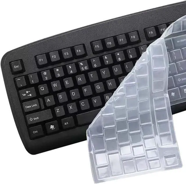 Main image of Ultra Thin Desktop PC Silicone Clear Keyboard Cover Skin Protector for 104/107 Keys Standard Desktop Keyboard, Waterproof, Dustproof, Reusable