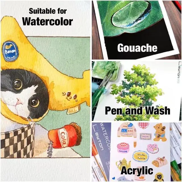 Alt view image 6 of 7 - Non-Warping 100% Cotton Watercolor Paper Block - 20 Sheets of 160lb/350gsm Cold Press Water Color Art Supplies for Wet, Dry, and Mixed Media Painting, for Watercolor, Gouache, Acrylic (7 x 5'')