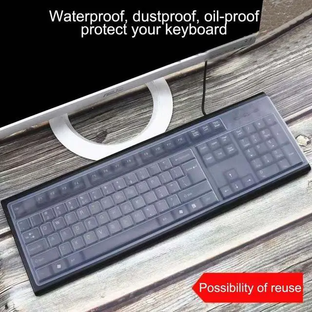 Alt view image 2 of 7 - Ultra Thin Desktop PC Silicone Clear Keyboard Cover Skin Protector for 104/107 Keys Standard Desktop Keyboard, Waterproof, Dustproof, Reusable