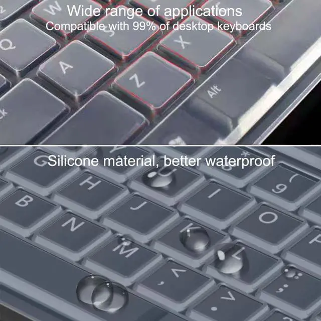 Alt view image 3 of 7 - Ultra Thin Desktop PC Silicone Clear Keyboard Cover Skin Protector for 104/107 Keys Standard Desktop Keyboard, Waterproof, Dustproof, Reusable