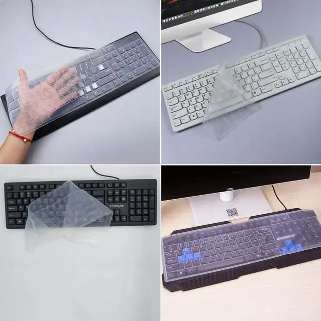 Alt view image 4 of 7 - Ultra Thin Desktop PC Silicone Clear Keyboard Cover Skin Protector for 104/107 Keys Standard Desktop Keyboard, Waterproof, Dustproof, Reusable