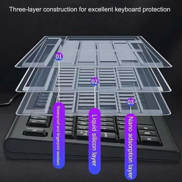 Alt view image 5 of 7 - Ultra Thin Desktop PC Silicone Clear Keyboard Cover Skin Protector for 104/107 Keys Standard Desktop Keyboard, Waterproof, Dustproof, Reusable