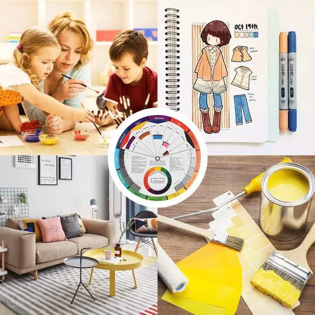 Alt view image 5 of 7 - JimKing Creative Color Wheel, Paint Mixing Learning Guide, Art Class Teaching Tool for Makeup Painting Tattoo,Blending Board Chart Color Mixed Guide Hardboard(9.25inch)