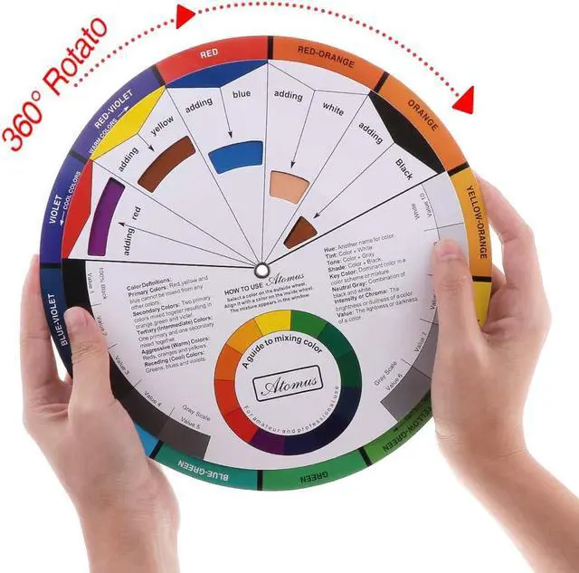 Alt view image 7 of 7 - JimKing Creative Color Wheel, Paint Mixing Learning Guide, Art Class Teaching Tool for Makeup Painting Tattoo,Blending Board Chart Color Mixed Guide Hardboard(9.25inch)