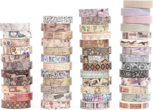 Main image of YUBBAEX Vintage Washi Tape Pack 50 Rolls Retro Printed Masking Tape Antique Patterns Decorative for Arts, DIY Crafts, Journal Supplies, Planners, Scrapbook, Card/Gift Wrapping