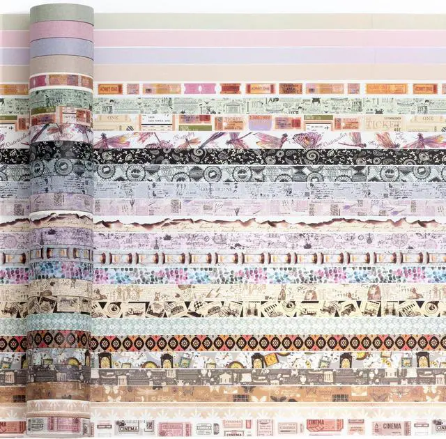 Alt view image 3 of 7 - YUBBAEX Vintage Washi Tape Pack 50 Rolls Retro Printed Masking Tape Antique Patterns Decorative for Arts, DIY Crafts, Journal Supplies, Planners, Scrapbook, Card/Gift Wrapping