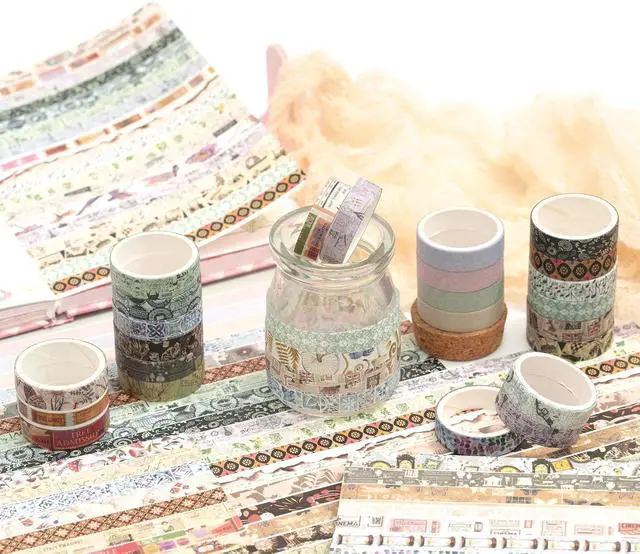 Alt view image 4 of 7 - YUBBAEX Vintage Washi Tape Pack 50 Rolls Retro Printed Masking Tape Antique Patterns Decorative for Arts, DIY Crafts, Journal Supplies, Planners, Scrapbook, Card/Gift Wrapping