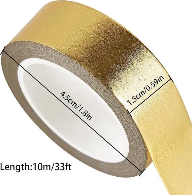 Alt view image 2 of 7 - QDiShi 2 Rolls Gold Washi Tape for Wall Decor, Decorative, Foil Masking Tape, Low Tack, Self Adhesive, Metallic, 0.59in x66FT