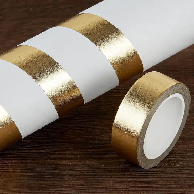 Alt view image 4 of 7 - QDiShi 2 Rolls Gold Washi Tape for Wall Decor, Decorative, Foil Masking Tape, Low Tack, Self Adhesive, Metallic, 0.59in x66FT