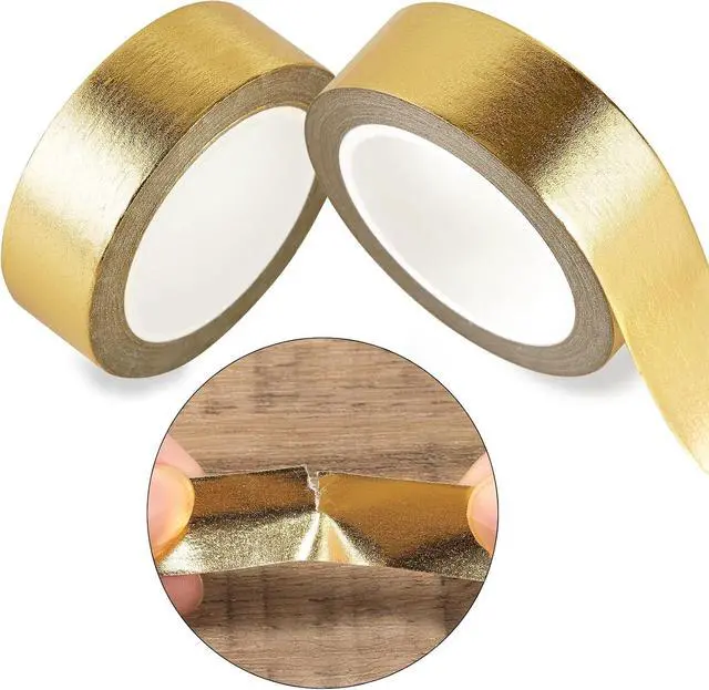 Alt view image 6 of 7 - QDiShi 2 Rolls Gold Washi Tape for Wall Decor, Decorative, Foil Masking Tape, Low Tack, Self Adhesive, Metallic, 0.59in x66FT