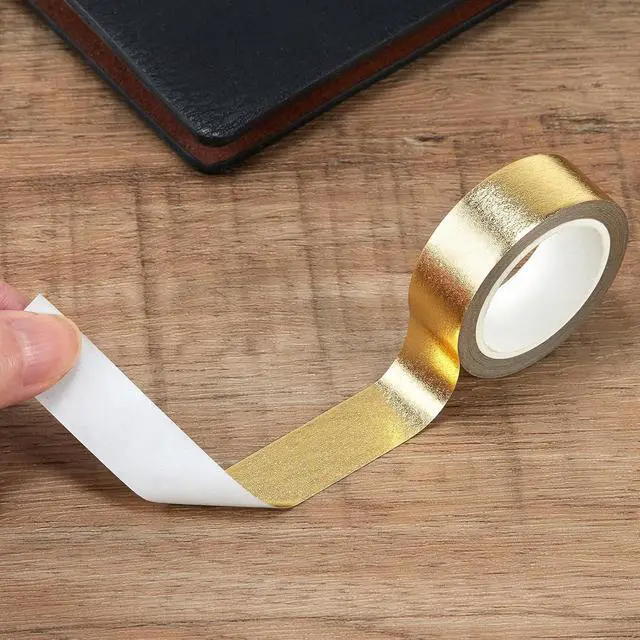 Alt view image 5 of 7 - QDiShi 2 Rolls Gold Washi Tape for Wall Decor, Decorative, Foil Masking Tape, Low Tack, Self Adhesive, Metallic, 0.59in x66FT
