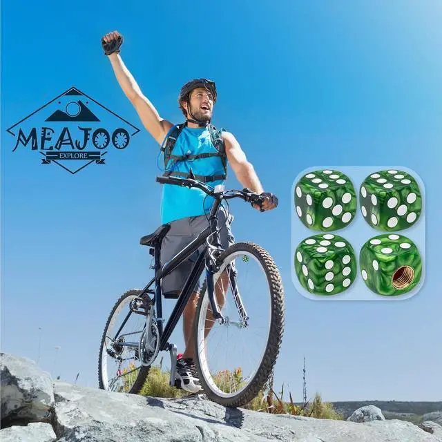 Alt view image 5 of 7 - 4PCS Pearl Pattern Dice Tire Valve Stem Caps, Leak-Proof Air Protection | Light-Weight Universal Tire Valve Stem Covers for Cars, SUV, Trucks, Bikes, Motorcycles, Bicycles(Green)