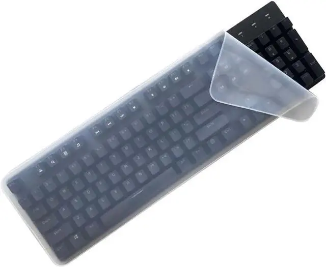 Main image of Universal Clear Desktop Computer Keyboard Protection Skin Protector Cover for PC 104/107 Keys Standard Keyboard,Ultra Thin Desktop PC Silicone Waterproof Dustproof Keyboard Cover (Type B)