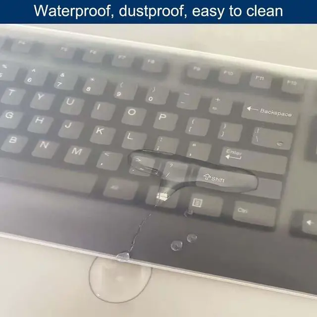 Alt view image 2 of 7 - Universal Clear Desktop Computer Keyboard Protection Skin Protector Cover for PC 104/107 Keys Standard Keyboard,Ultra Thin Desktop PC Silicone Waterproof Dustproof Keyboard Cover (Type B)