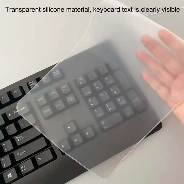 Alt view image 3 of 7 - Universal Clear Desktop Computer Keyboard Protection Skin Protector Cover for PC 104/107 Keys Standard Keyboard,Ultra Thin Desktop PC Silicone Waterproof Dustproof Keyboard Cover (Type B)