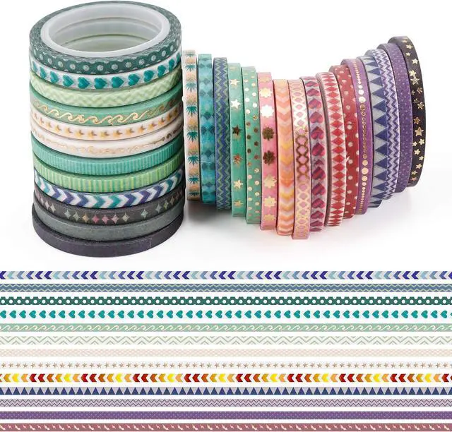 Alt view image 4 of 6 - NANYNNU Cute 48 Rolls Washi Tape Set,Foil Gold Thin Decorative Masking Washi Tapes,3MM Wide DIY Paper Tape for DIY Craft Scrapbooking Gift Wrapping Planner
