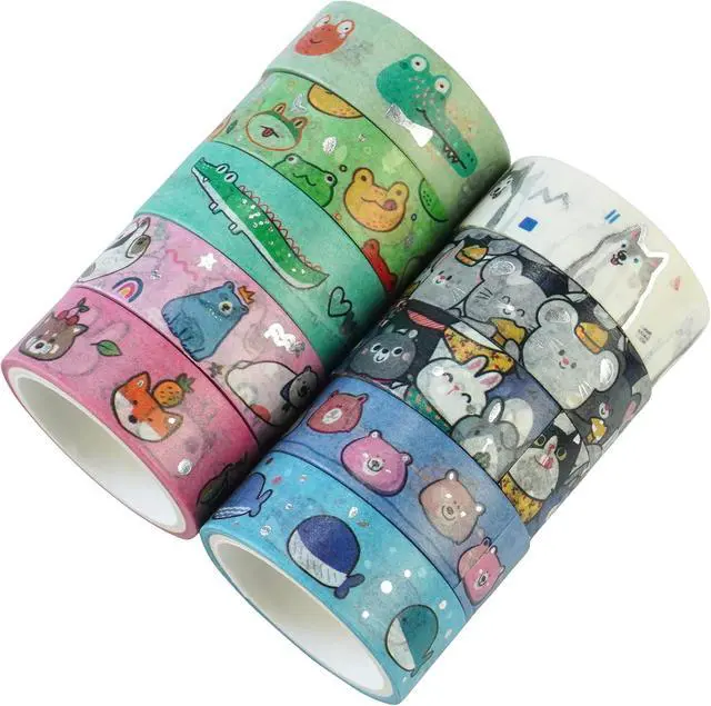 Alt view image 3 of 7 - YUBBAEX 20 Rolls Cute Animals Washi Tape Set Gold Silver Foil Masking Cartoon Pets Decorative Tapes