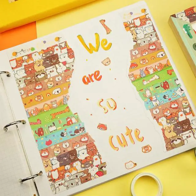 Alt view image 5 of 7 - YUBBAEX 20 Rolls Cute Animals Washi Tape Set Gold Silver Foil Masking Cartoon Pets Decorative Tapes