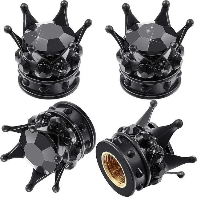 Main image of Frienda 4 Pcs Bling Crown Valve Stem Caps, Car Tire Caps | Sparkle Rhinestone Design for Women, Crystal Diamond Car Accessories, Universal Fit Bikes Trucks Motorcycles