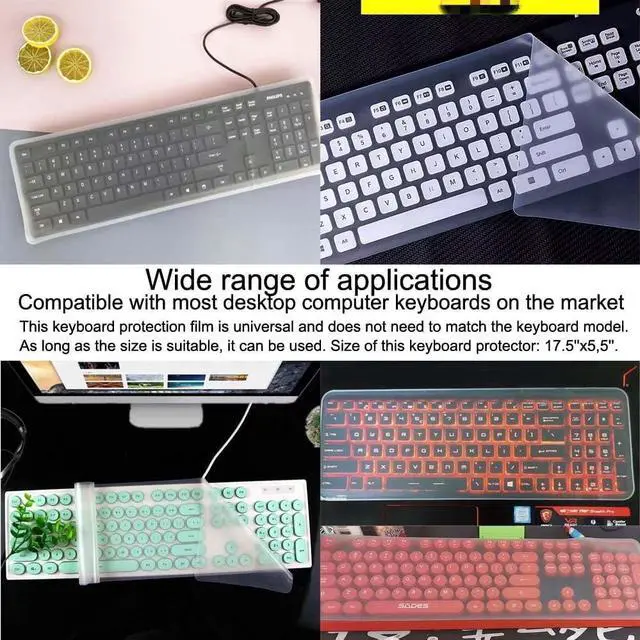 Alt view image 5 of 7 - Universal Clear Desktop Computer Keyboard Protection Skin Protector Cover for PC 104/107 Keys Standard Keyboard,Ultra Thin Desktop PC Silicone Waterproof Dustproof Keyboard Cover (Type B)