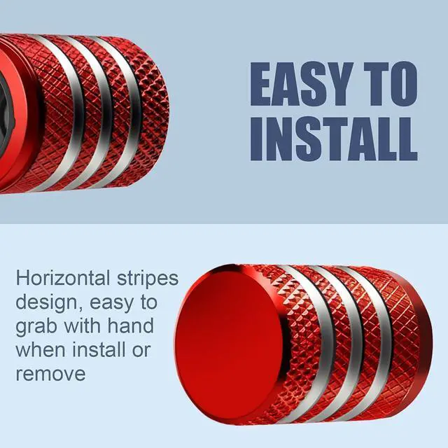 Alt view image 4 of 6 - DECURCAR Tire Valve Stem Caps 5 Pack Universal - Red | Tire Air Caps Aluminum with Plastic Liner TPMS Safe Corrosion Resistant Dust Proof Universal for Car Truck Motorcycle Bike