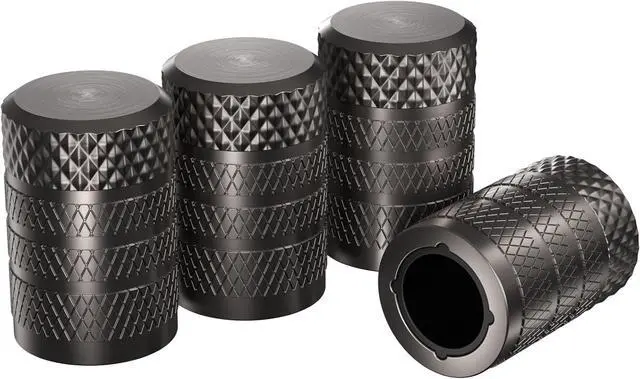 Main image of CKAuto Tire Valve Stem Caps, Aluminum Gray, 4 pcs/Pack | Corrosion Resistant, Universal Stem Covers for Cars Trucks Motorcycles SUVs and Bikes
