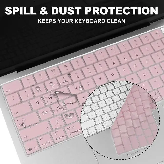 Alt view image 4 of 7 - Allinside Keyboard Cover for 2026 MacBook Neo 13-inch A3404 (A18 Pro) & MacBook Air 13"/15" and MacBook Pro 14"/16" (M5 Chip), Premium Silicone Keyboard Protector Skin, US ANSI Layout, Light Pink