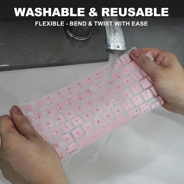 Alt view image 5 of 7 - Allinside Keyboard Cover for 2026 MacBook Neo 13-inch A3404 (A18 Pro) & MacBook Air 13"/15" and MacBook Pro 14"/16" (M5 Chip), Premium Silicone Keyboard Protector Skin, US ANSI Layout, Light Pink