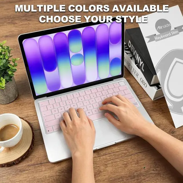 Alt view image 6 of 7 - Allinside Keyboard Cover for 2026 MacBook Neo 13-inch A3404 (A18 Pro) & MacBook Air 13"/15" and MacBook Pro 14"/16" (M5 Chip), Premium Silicone Keyboard Protector Skin, US ANSI Layout, Light Pink