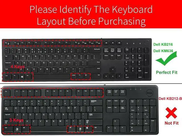 Alt view image 2 of 7 - Keyboard Cover Skin for Dell KB216 Wired & Dell KM636 Wireless Keyboard/Dell Optiplex 5250 3050 3240 5460 7450 7050/Dell Inspiron AIO 3475/3670/3477 All-in one Desktop Keyboard Cover Protector, Clear
