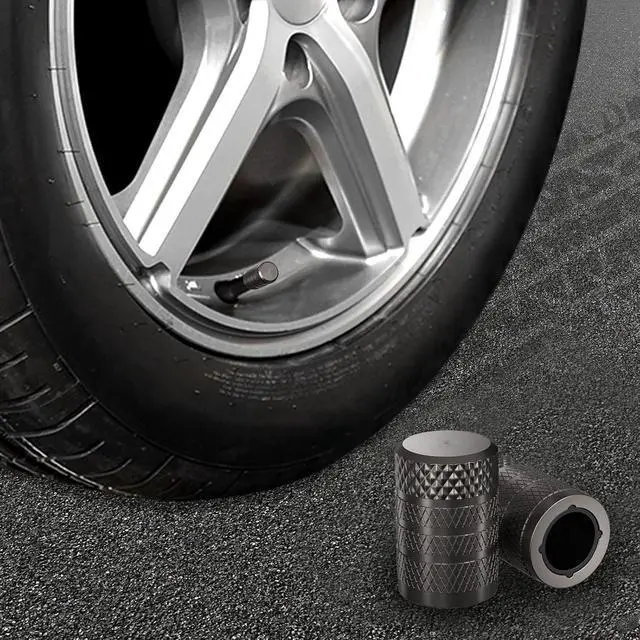 Alt view image 6 of 6 - CKAuto Tire Valve Stem Caps, Aluminum Gray, 4 pcs/Pack | Corrosion Resistant, Universal Stem Covers for Cars Trucks Motorcycles SUVs and Bikes