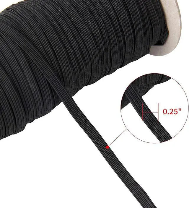 Alt view image 2 of 6 - 70-Yards Length 1/4" Width Black Braided Elastic Cord/Elastic