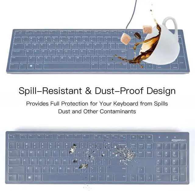 Alt view image 6 of 7 - Keyboard Cover Skin for Dell KB216 Wired & Dell KM636 Wireless Keyboard/Dell Optiplex 5250 3050 3240 5460 7450 7050/Dell Inspiron AIO 3475/3670/3477 All-in one Desktop Keyboard Cover Protector, Clear