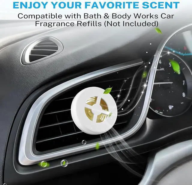 Alt view image 2 of 7 - 1 Pack Car Scent Holder Compatible with Bath & Body Works Refills | Car Fragrance Holder, Air Freshener Vent or Visor Clip, Refillable Diffuser, Easy-Open, Refills Not Included, Classic White