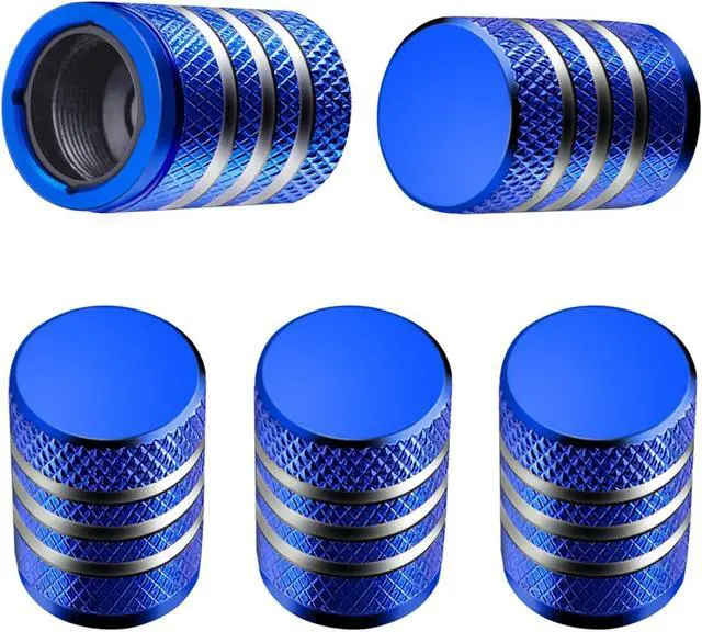 Main image of DECURCAR Tire Valve Stem Caps 5 Pack Universal - Blue | Tire Air Caps Aluminum with Plastic Liner TPMS Safe Corrosion Resistant Dust Proof Universal for Car Truck Motorcycle Bike