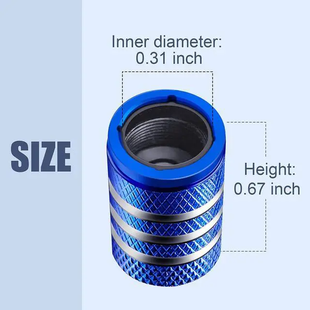 Alt view image 3 of 6 - DECURCAR Tire Valve Stem Caps 5 Pack American Flag - Blue | Tire Air Caps Aluminum with Plastic Liner TPMS Safe Corrosion Resistant Dust Proof Universal for Car Truck Motorcycle Bike