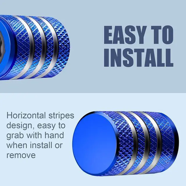 Alt view image 4 of 6 - DECURCAR Tire Valve Stem Caps 5 Pack Universal - Blue | Tire Air Caps Aluminum with Plastic Liner TPMS Safe Corrosion Resistant Dust Proof Universal for Car Truck Motorcycle Bike