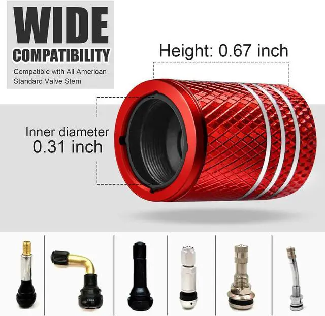 Alt view image 4 of 6 - Tire Valve Stem Caps for Car Tire Cap 5 Pack Corrosion Resistant Leak-Proof Premium Alloy American Flag Universal for Car Bike Truck Motorcycle Red