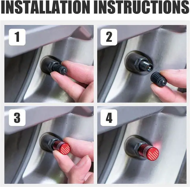 Alt view image 5 of 6 - Tire Valve Stem Caps for Car Tire Cap 5 Pack Corrosion Resistant Leak-Proof Premium Alloy American Flag Universal for Car Bike Truck Motorcycle Red