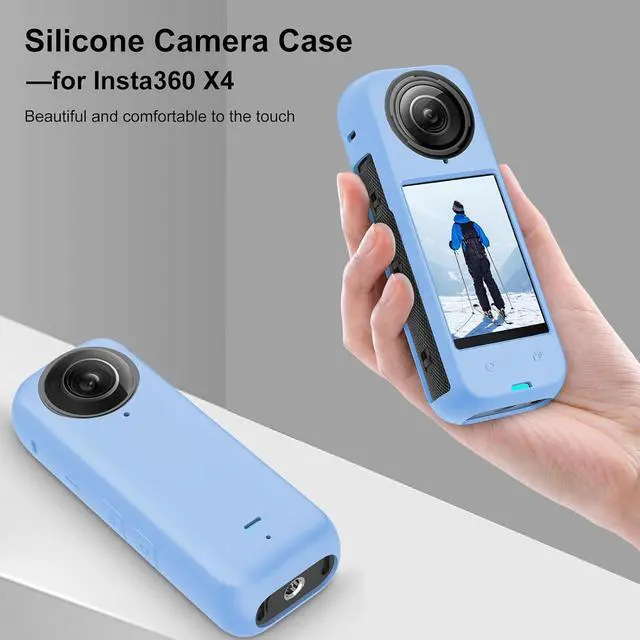 Alt view image 4 of 7 - PULUZ Silicone Protective Case for Insta360 X4 with Lens Cap, Soft Camera Protective Cover and Standard Lens Guard for Insta 360 X4 Accessories(Blue)
