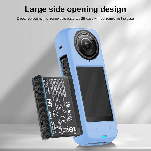 Alt view image 5 of 7 - PULUZ Silicone Protective Case for Insta360 X4 with Lens Cap, Soft Camera Protective Cover and Standard Lens Guard for Insta 360 X4 Accessories(Blue)