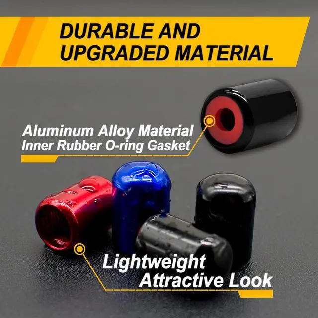 Alt view image 3 of 6 - Car Tire Valve Stem Caps, 4pcs Air Caps Stem Covers, Universal Tire Valve Caps for Cars, SUVs, Bike, Trucks and Motorcycles, Car Wheel & Tire Exterior Accessories Parts - Black