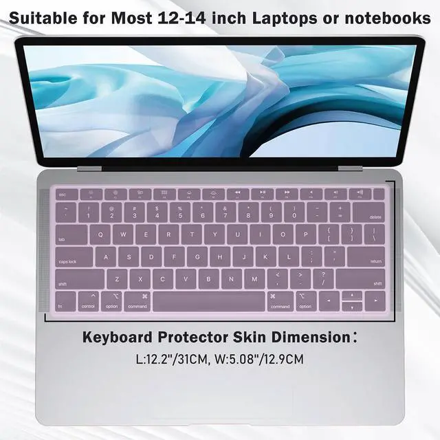 Alt view image 2 of 6 - EKIND 2 Sheets Universal Waterproof and Dustproof Keyboard Cover for 12-14 Inch Laptops, with Keypad Keyboard Cover Size (L:12.2" x W:5.08"), Ultra Thin Silicone Skin Protector (Pink)
