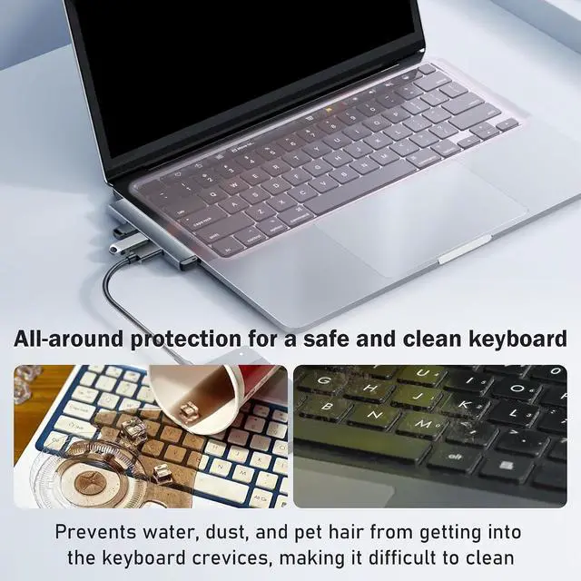 Alt view image 4 of 6 - EKIND 2 Sheets Universal Waterproof and Dustproof Keyboard Cover for 12-14 Inch Laptops, with Keypad Keyboard Cover Size (L:12.2" x W:5.08"), Ultra Thin Silicone Skin Protector (Pink)