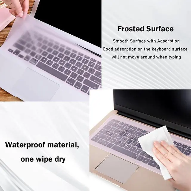 Alt view image 5 of 6 - EKIND 2 Sheets Universal Waterproof and Dustproof Keyboard Cover for 12-14 Inch Laptops, with Keypad Keyboard Cover Size (L:12.2" x W:5.08"), Ultra Thin Silicone Skin Protector (Pink)