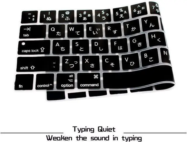 Alt view image 3 of 6 - HRH Japanese Language Silicone Keyboard Cover Skin for MacBook Pro 13 15 | with Touch Bar, A1989/A1706/A2159/A1990/A1707, 2019 2018 2016 2017 Release, with Touch ID, Both European/USA Layout, Black